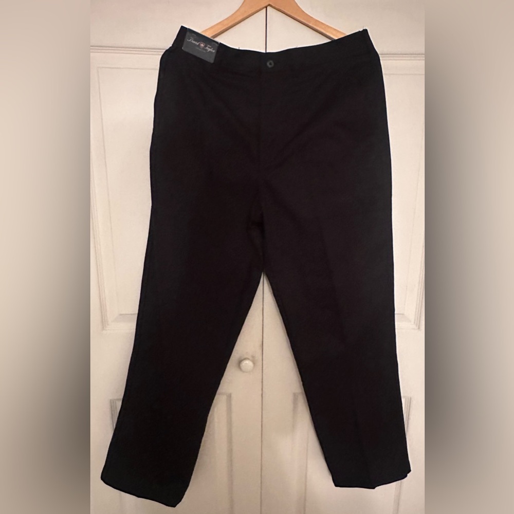 David Taylor Black Men's Stretch Dress Pants